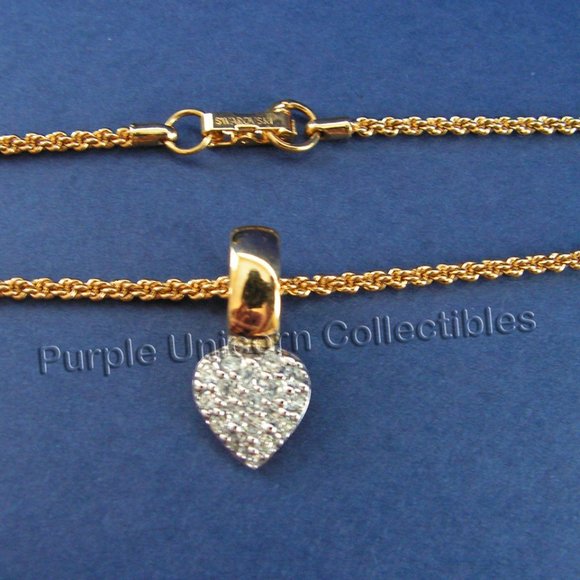 Vintage Swarovski Crystal Pave Heart Pendant Necklace - Picture 3 of 5